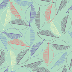 Seamless colorful leaves pattern background