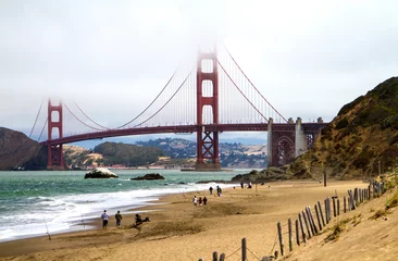 Photo sur Plexiglas Plage de Baker, San Francisco Pont du Golden Gate depuis la plage de Baker