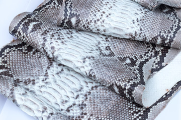 Genuine python snakeskin leather, snake skin, texture background.