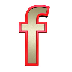 Obraz premium One lower case letter from brushed gold with red frame alphabet set, isolated on white. 3D illustration.