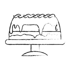 cake with frosting pastry icon image vector illustration design 