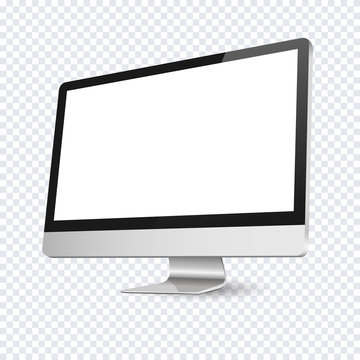 Realistic computer display isolated on transparent background