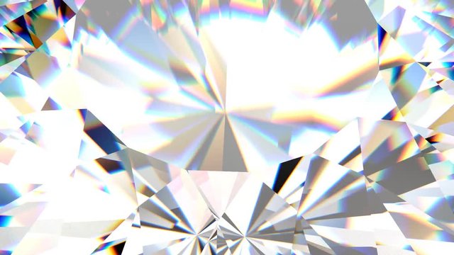 Luxury gemstone sparkling diamond looped. Colorful kaleidoscope seamless loop background. Shiny rotating crystal.