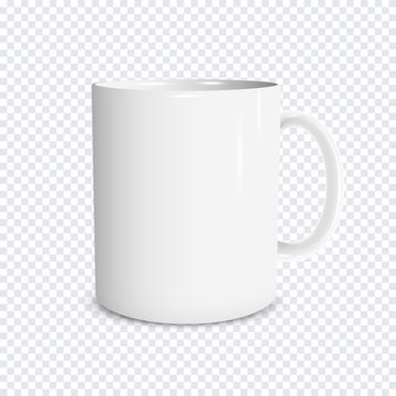 Realistic white cup isolated on transparent background