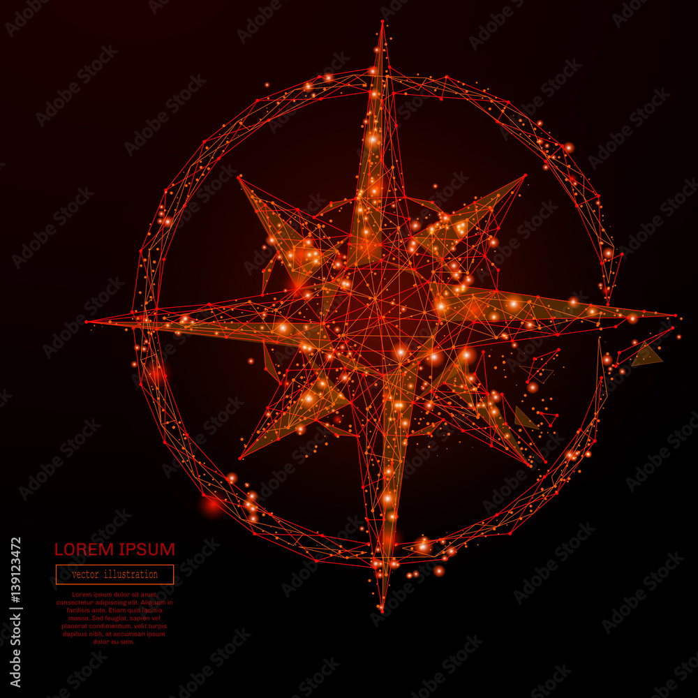 Aufkleber abstract mash line and point compass rose on background with an inscription. starry sky or space, co