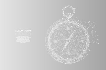 White abstract compass polygonal, geometry triangle. Light connection structure. Low poly vector on gray business concept background. © AntonKhrupinArt