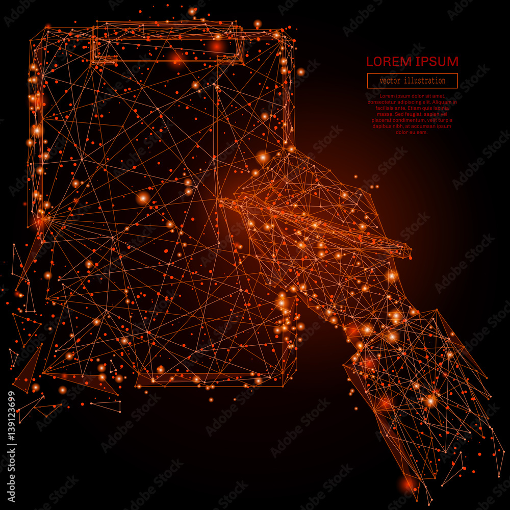 Poster abstract mash line and point man signs document on background with an inscription. starry sky or spa