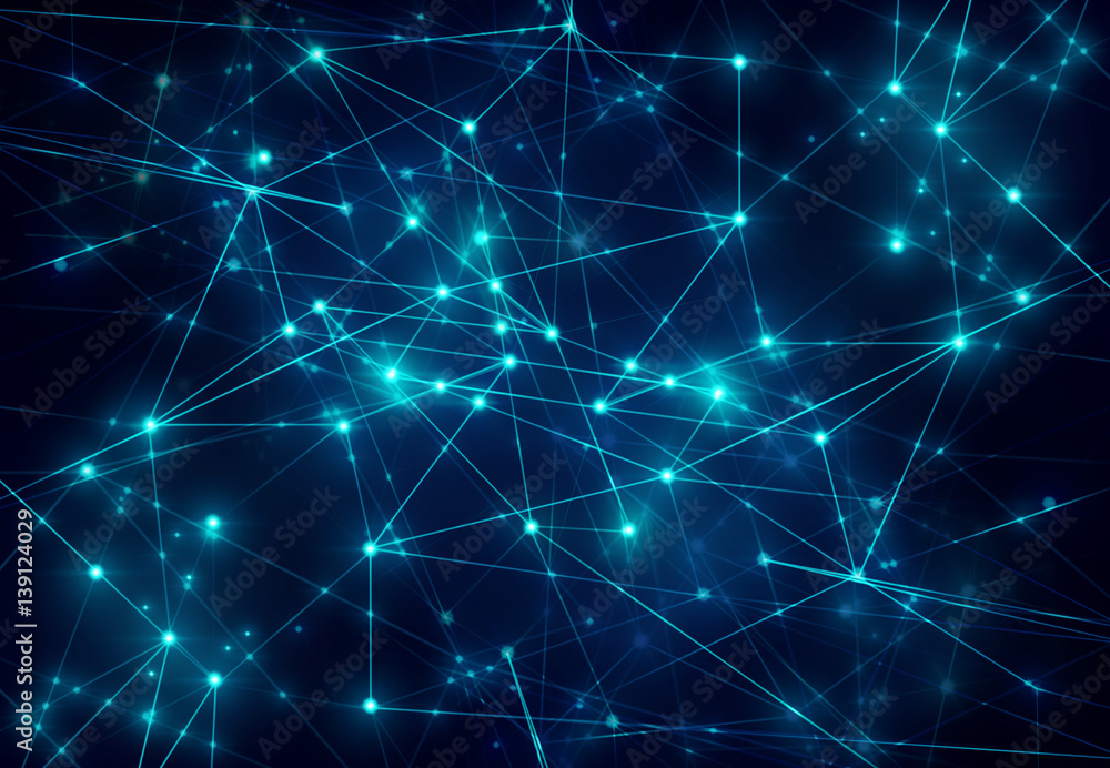 Poster server data deep learning hologram ai technology robotic, molecule of chemical, atom cell science, f