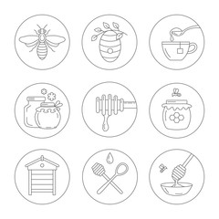 Linear honey icons.