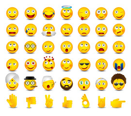 Emoticons. Big set on white background. Emoji vector illustratio