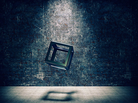 3d rendering of abstract cubes frame in the air
