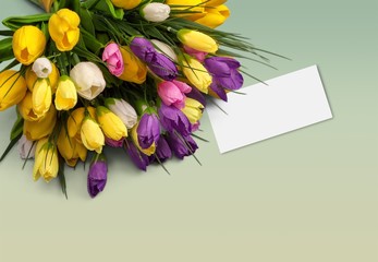 Spring flowers on desk.