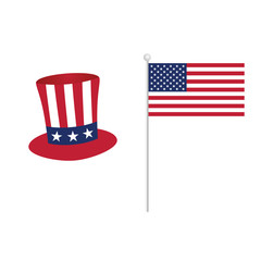 american flag with hat icon color illustration