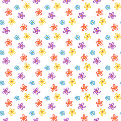 Seamless pattern of multicolored small flowers hand-drawing style. Summer background for design textiles, phones, wrapping paper.