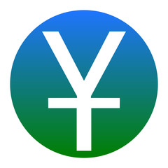 Fototapeta premium Chinese Yuan sign. Vector. White icon in bluish circle on white background. Isolated.