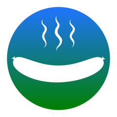 Sausage simple sign. Vector. White icon in bluish circle on white background. Isolated.