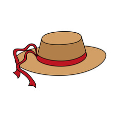 sun hat with red ribbon icon image vector illustration design
