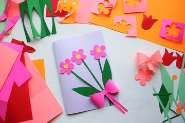 baby card with colored paper