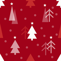 Fototapeta na wymiar seamless christmas pattern on red background with pine tree
