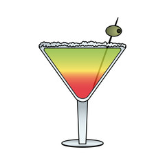 cocktail in embellished glass icon image vector illustration design