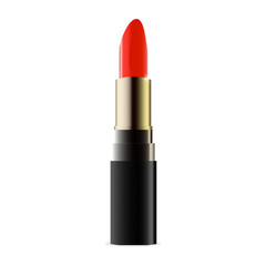 Obraz premium Fashionable glamour lipstick isolated. Realistic luxury red lipstick. Cosmetic accessory.