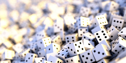Infinite dices background, 3d rendering