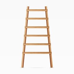 Wooden Ladder Vector. Isolated On White Background. Realistic Illustration.