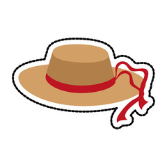 sun hat with red ribbon icon image vector illustration design