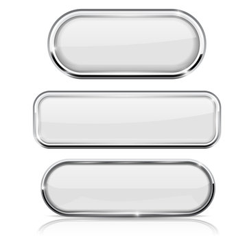 White oval buttons. With chrome frame