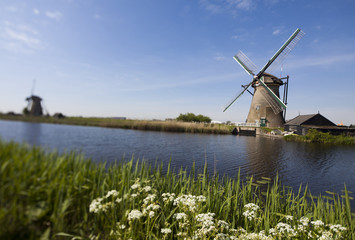 Fototapeta na wymiar Windmill, Kinderdijk in netherlands
