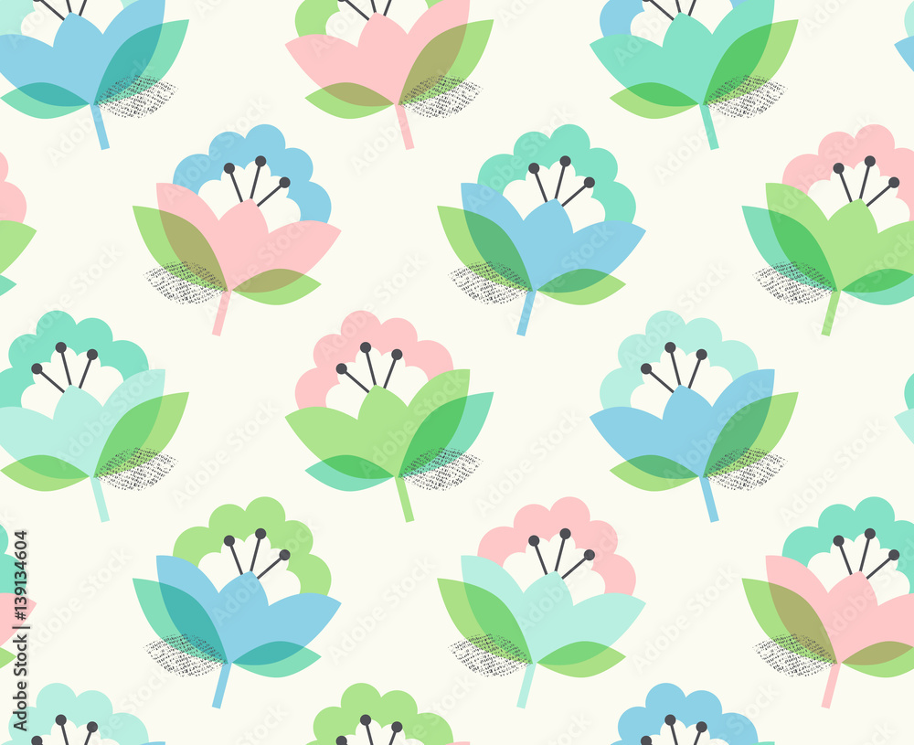 Poster seamless pattern with flowers