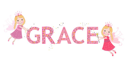 Grace female name with cute fairy tale 