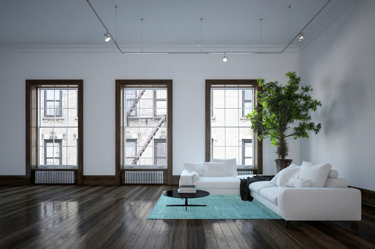 Minimalist modern urban living room interior