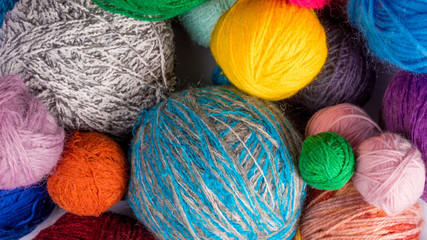 Yarn for knitting. colorful wool yarn balls