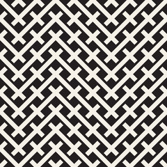 Weave Seamless Pattern. Stylish Repeating Texture. Black and White Geometric Vector Illustration.