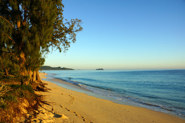 Waimanalo Beach at Dawn looking towards mokulua islands