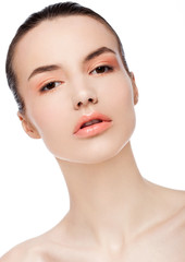 Obraz na płótnie Canvas Beautiful woman girl natural makeup spa skin care