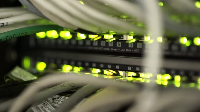 Connecting Cable And The LED Lights Blinks. The Internet Server And Server of Local Network.