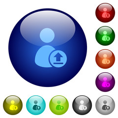Upload user account info color glass buttons