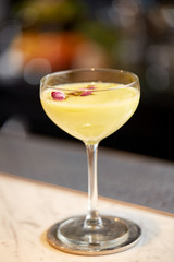 glass of cocktail at bar or restaurant