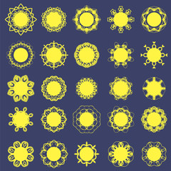 Different Sun Icons Isolated on Blue Background