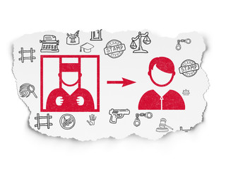 Law concept: Criminal Freed on Torn Paper background