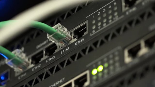 Connecting Cable And The LED Lights Blinks. The Internet Server And Server of Local Network.