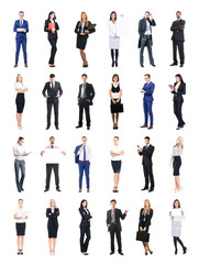 Set of business people isolated on white.