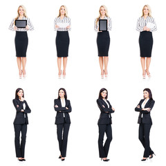 Obraz premium Set of beautiful, attractive businesswoman isolated on white. Business, career success concept.