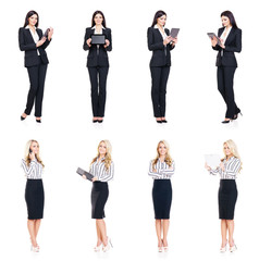 Set of beautiful, attractive businesswoman isolated on white. Business, career success concept.
