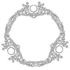 Vector illustration of Celtic knot circle frame black and white