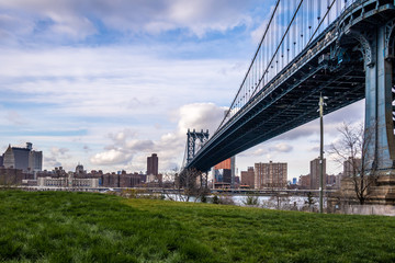 Manhattan Bridge and Manhattan Skyline seen from Dumbo in Brooklyn - New York, USA