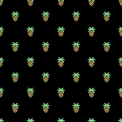 Fototapeta premium seamless gold pineapple glitter pattern on black background