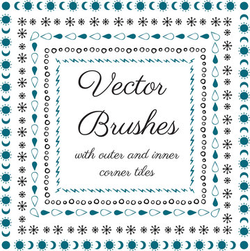 Hand drawn vector brushes with inner and outer corner tiles